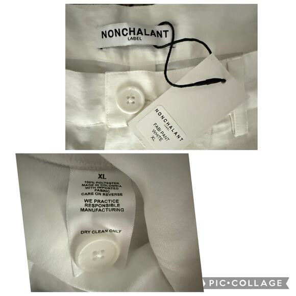 Nonchalant Label Fabi Pleated Front High Rise Wide Leg Pants White Size XL NEW - Picture 12 of 15